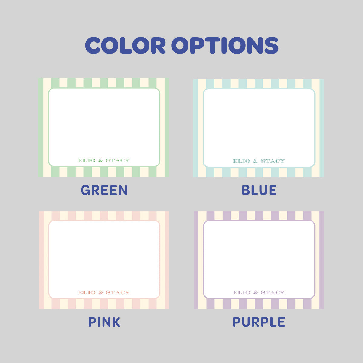 Pastel Striped Flat Notecard