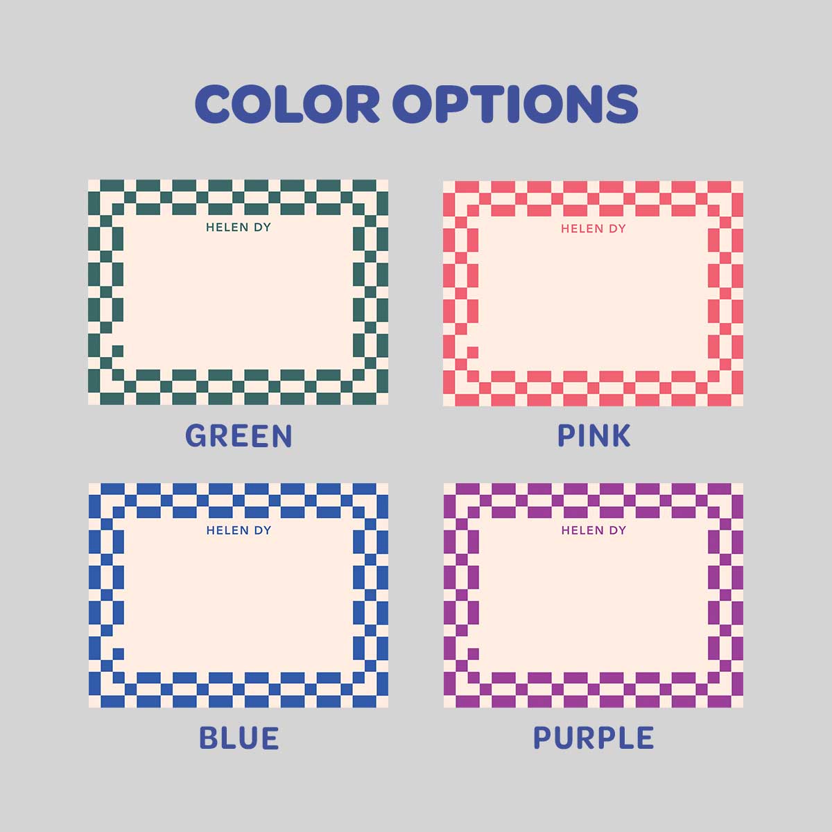 Modern Checkered Flat Notecard