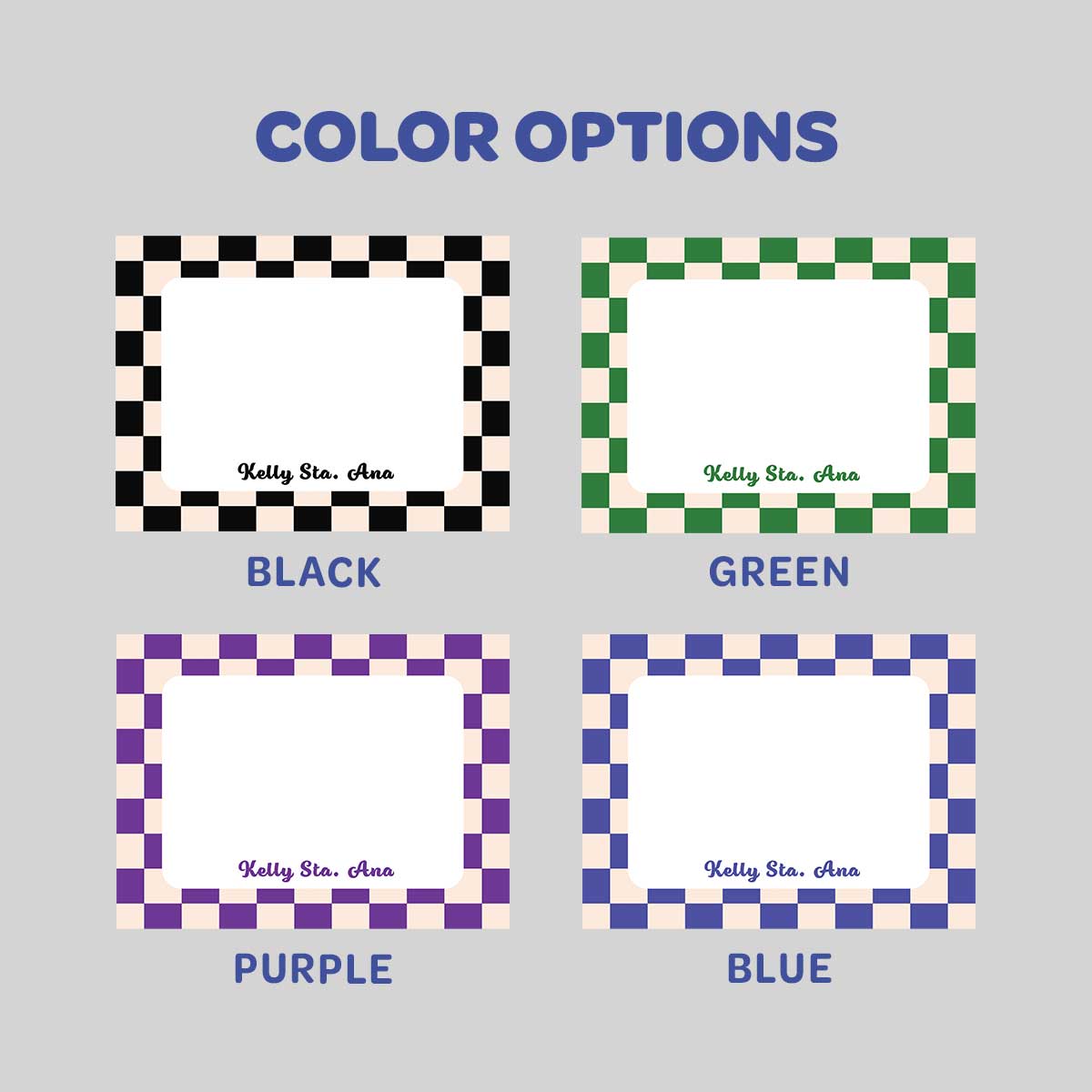 Retro Checkered Flat Notecard
