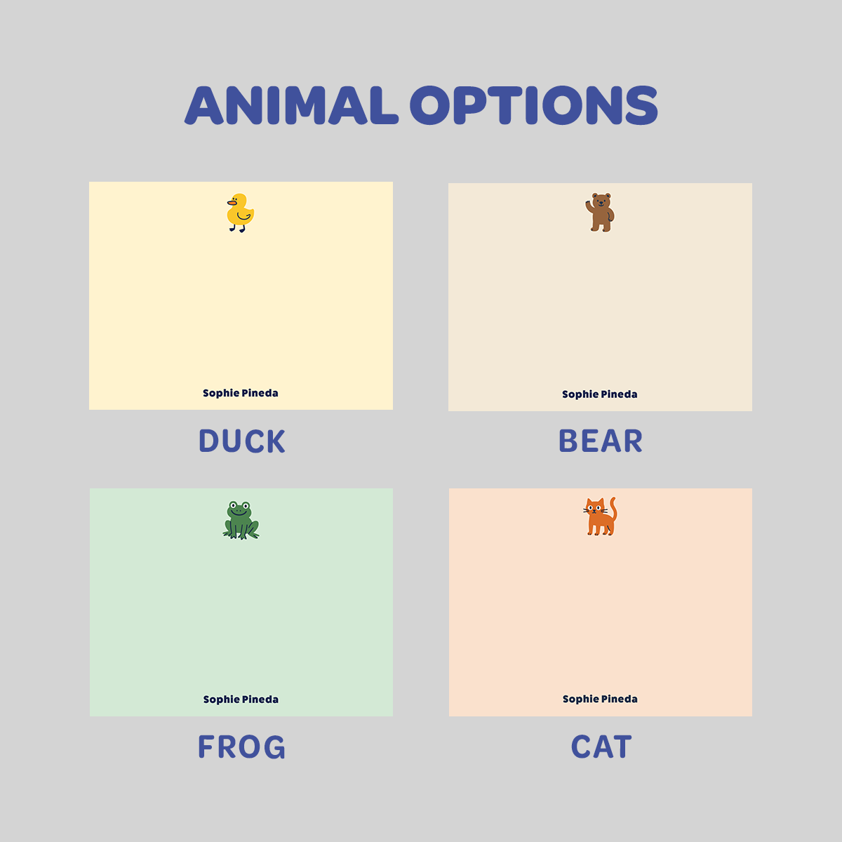 Cute Animals Flat Notecard