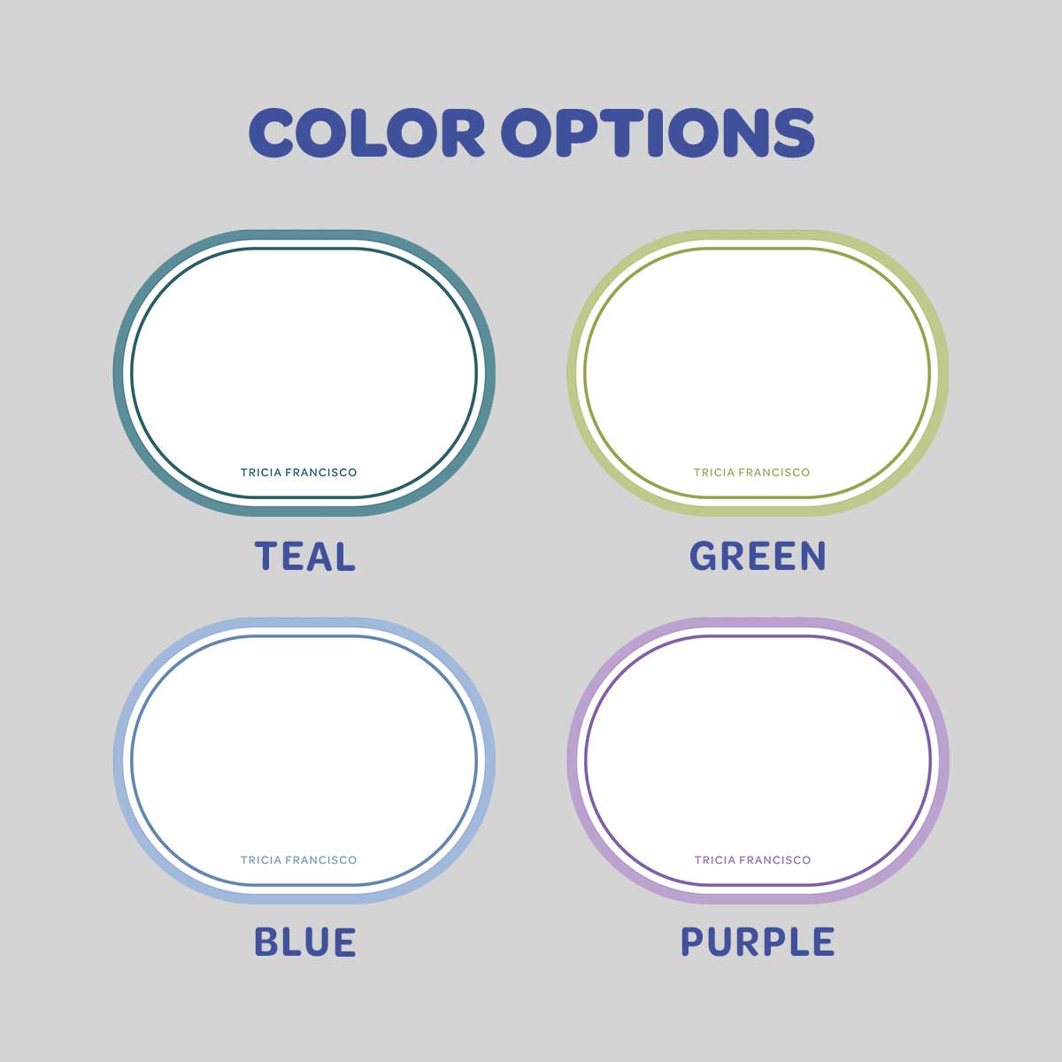 Borderline Oval Shaped Notecard
