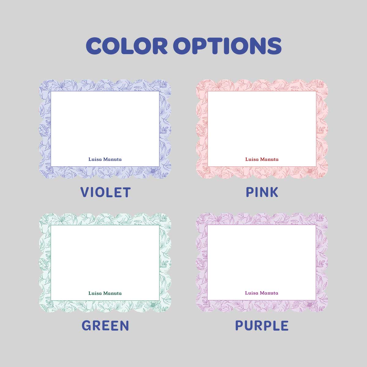 Floweret Scalloped Shaped Notecard