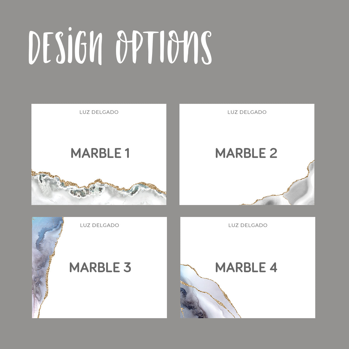 Marble & Gold Flat Notecard