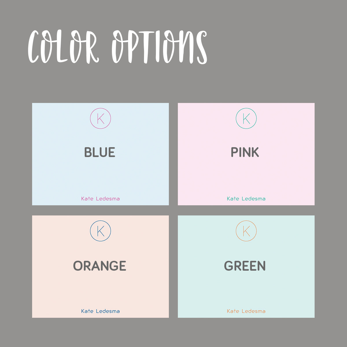 Round Monogram Flat Notecard