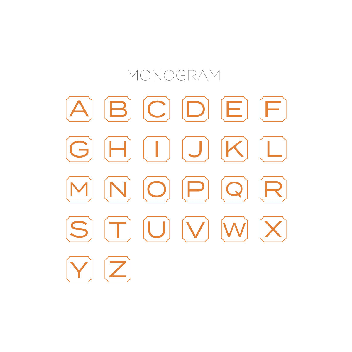 Copper Stamped Monogram Flat Notecard