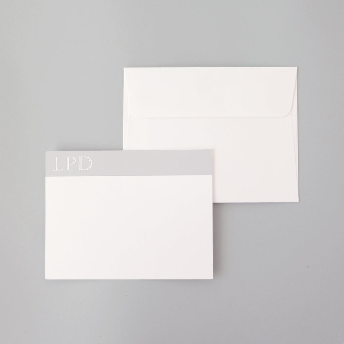 Two Lined Monogram Flat Notecard