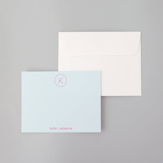 Round Monogram Flat Notecard