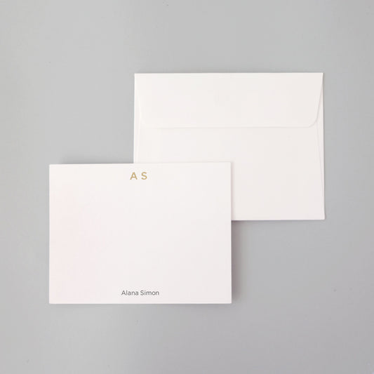 Foil Monogram Flat Notecard