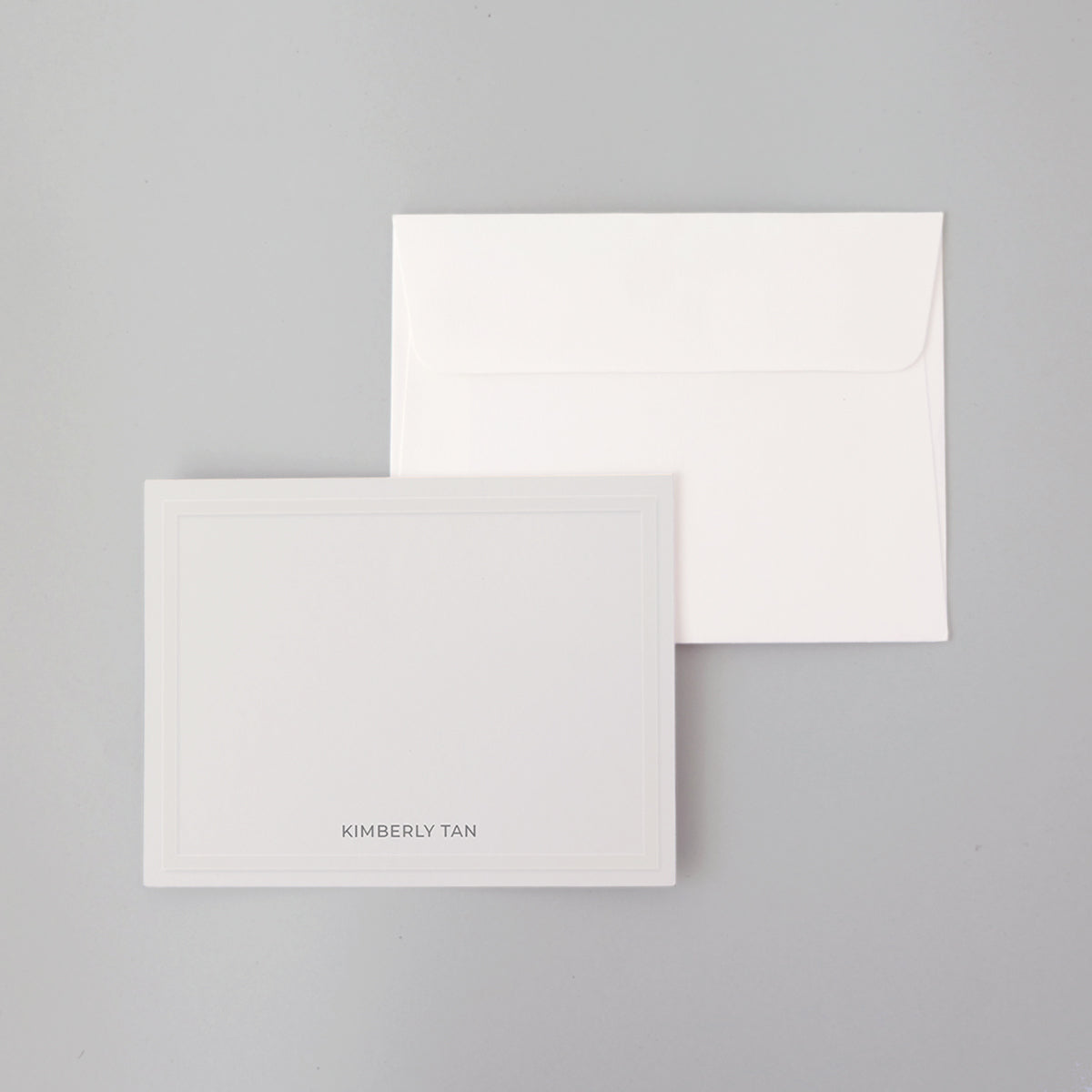 Grey Embossed Border Flat Notecard