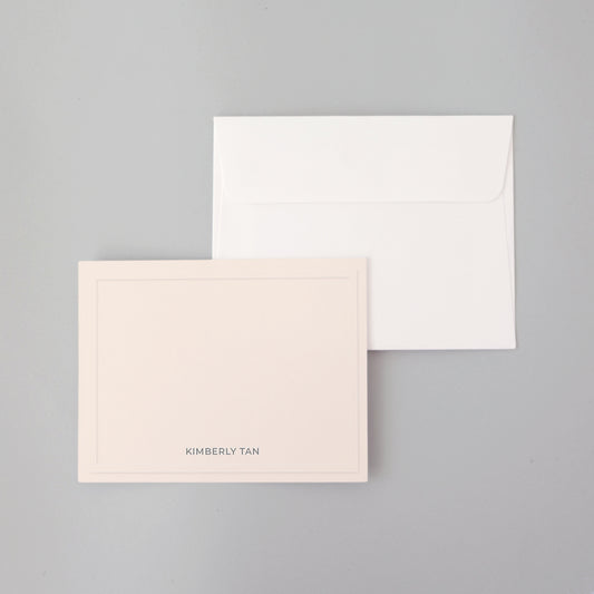 Beige Embossed Border Flat Notecard