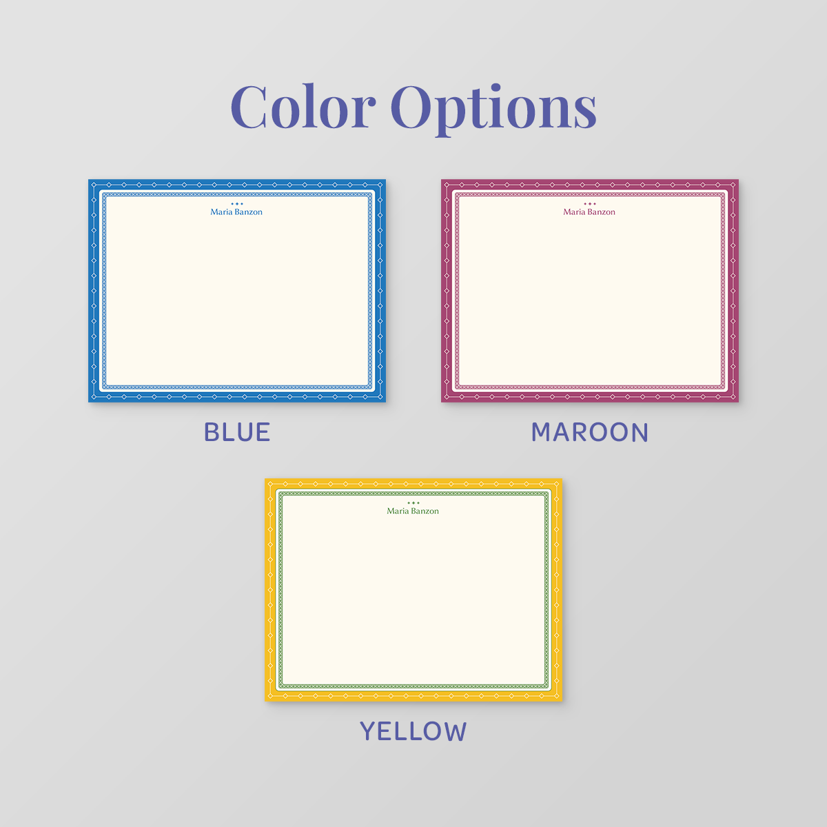 Diamond Border Flat Notecard