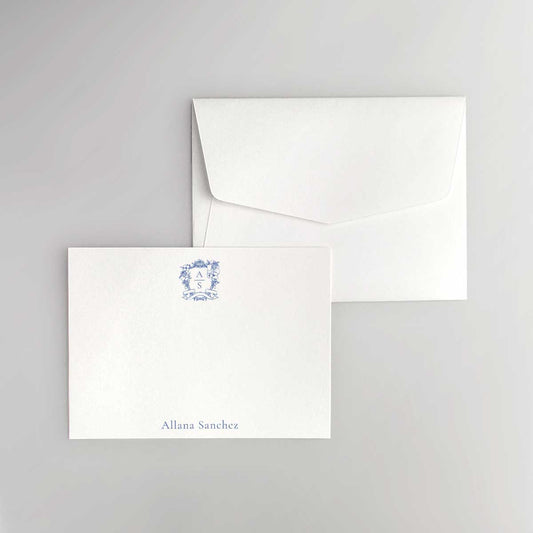 Crest Monogram Flat Notecard
