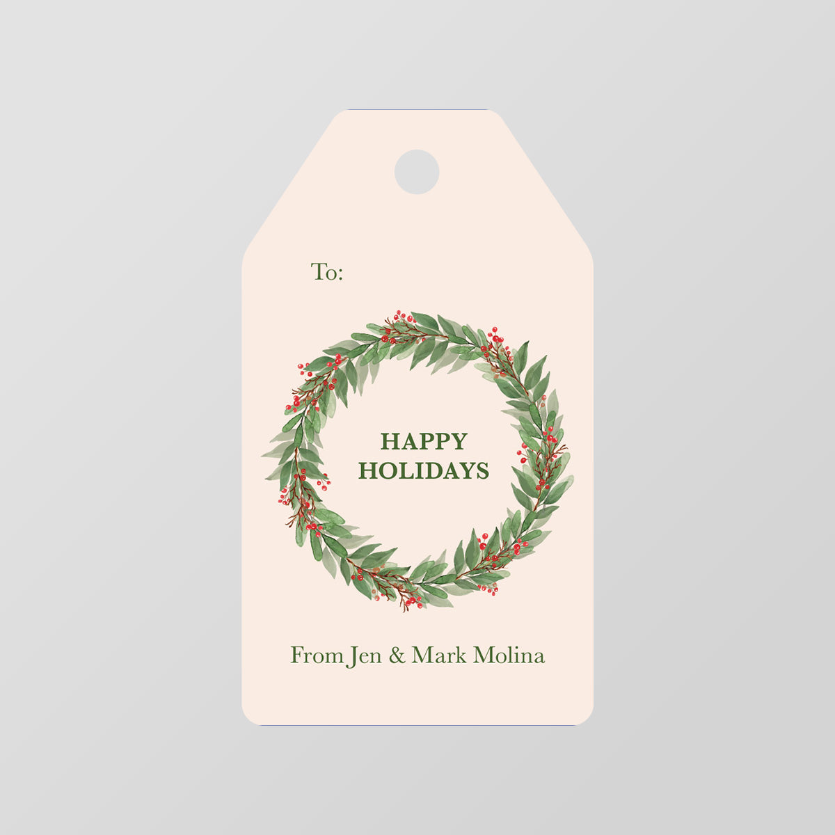 Holly Wreath Gift Tag