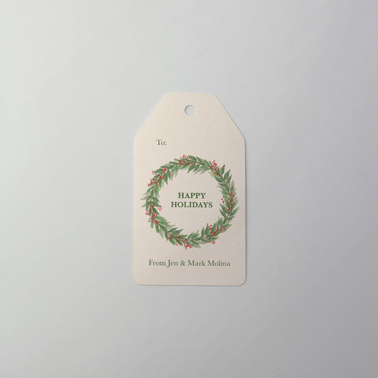 Holly Wreath Gift Tag