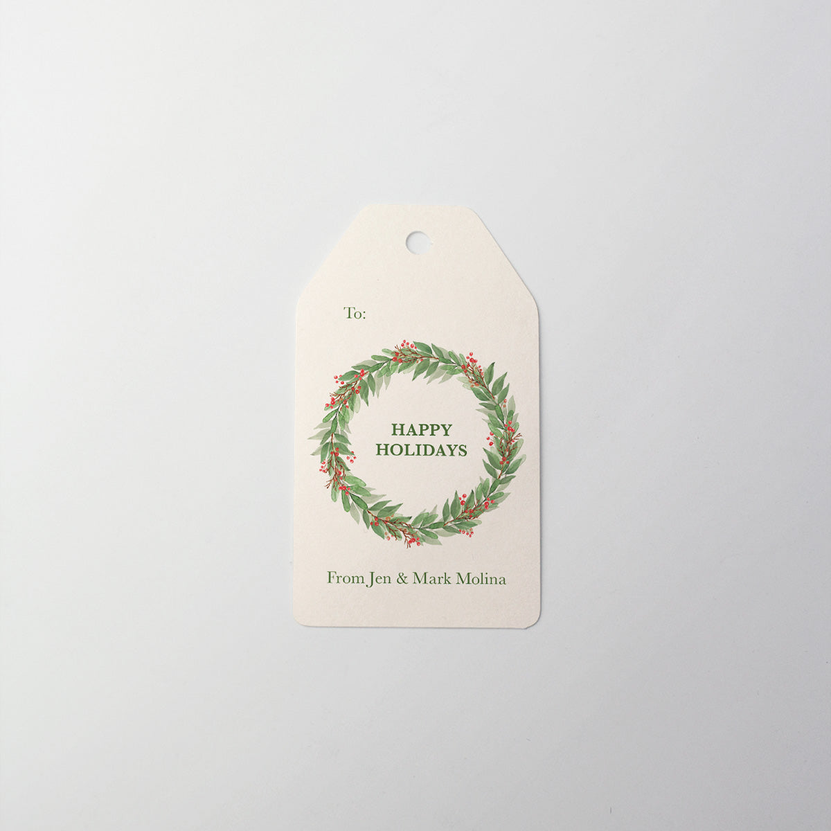 Holly Wreath Gift Tag