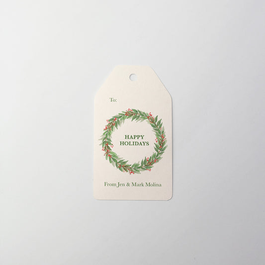 Holly Wreath Gift Tag
