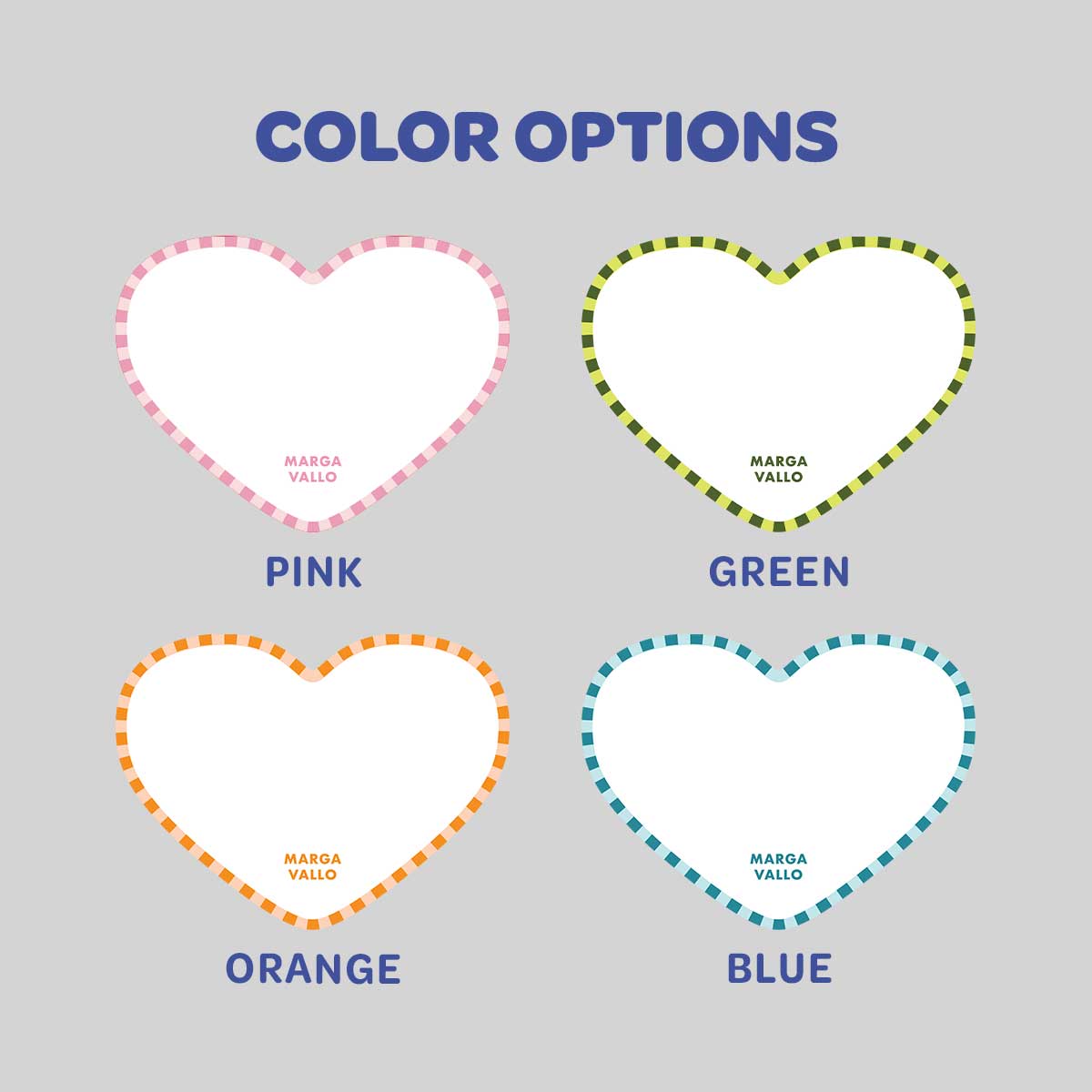 Stripe Heart Shaped Notecard