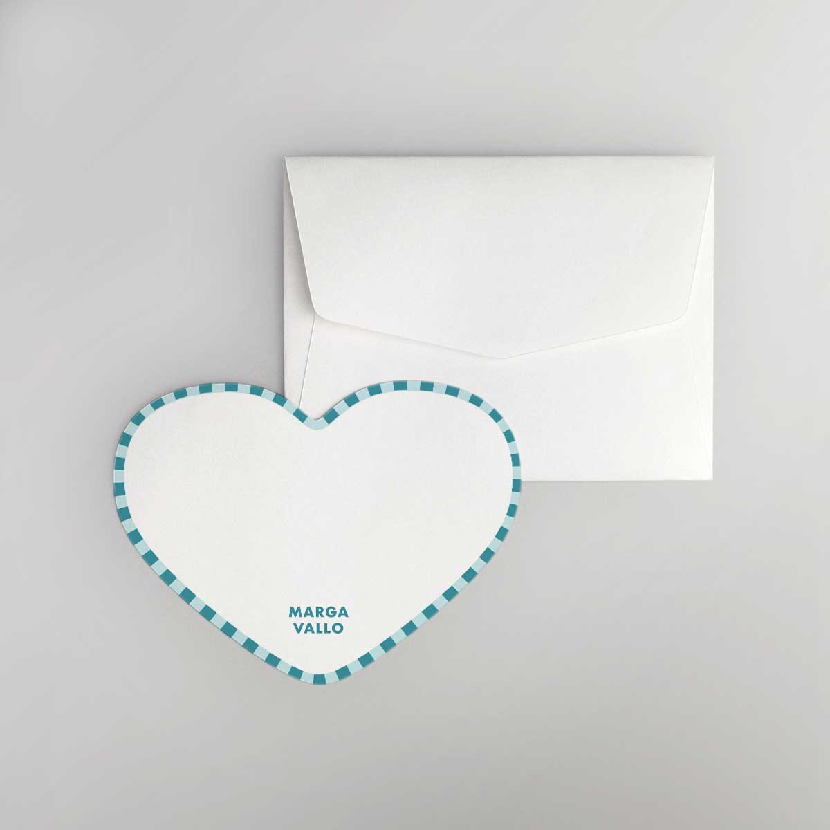 Stripe Heart Shaped Notecard