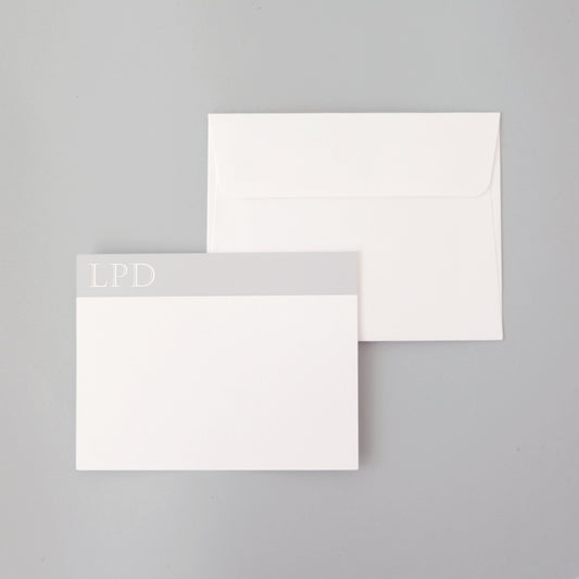 Two Lined Monogram Flat Notecard
