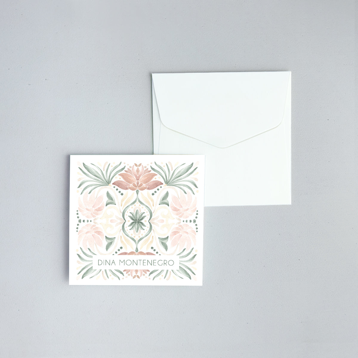 Watercolor Tiles Folded Notecard