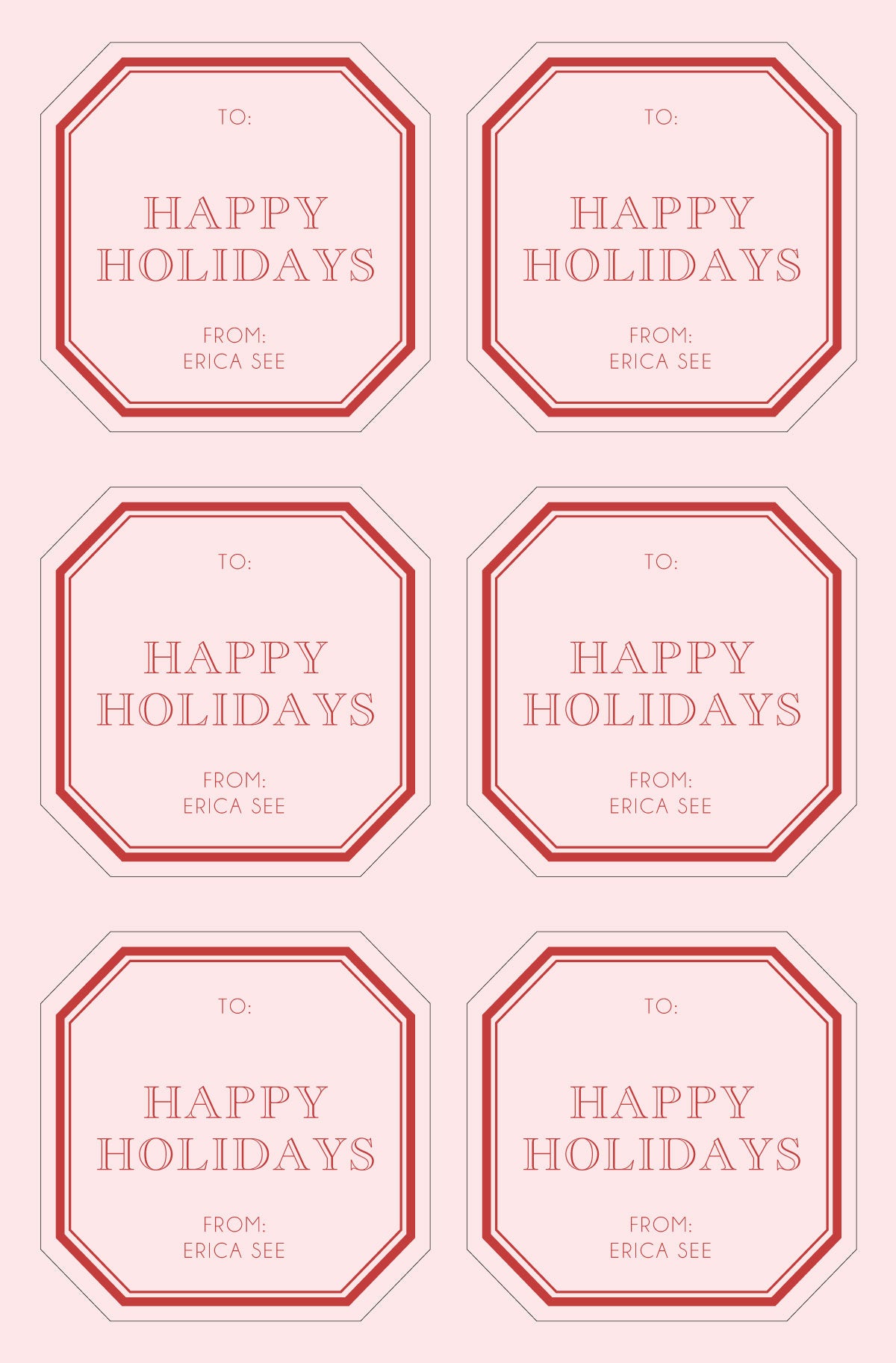 Happy Holidays Gift Tags Printable