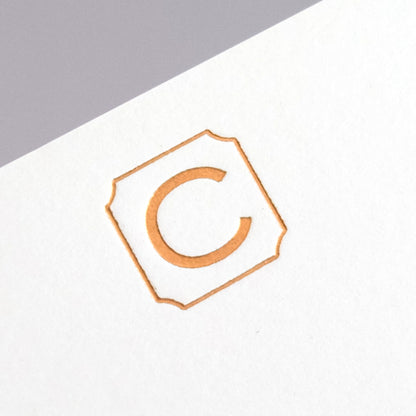 Copper Stamped Monogram Flat Notecard
